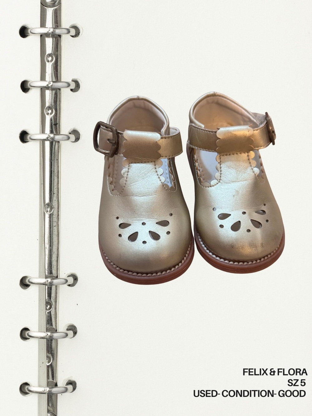 Felix & Flora Girls Gold Mary Jane Dress Shoes